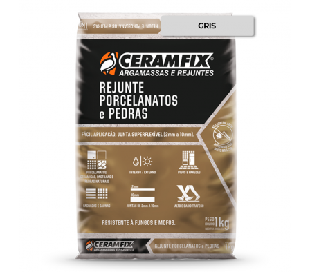 Rejunte Porcelanato 1KG - Cinza - Gris