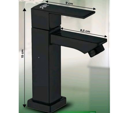 Monocomando Ramos Lavatorio Cuadrada Corta Negro 15cm 10748